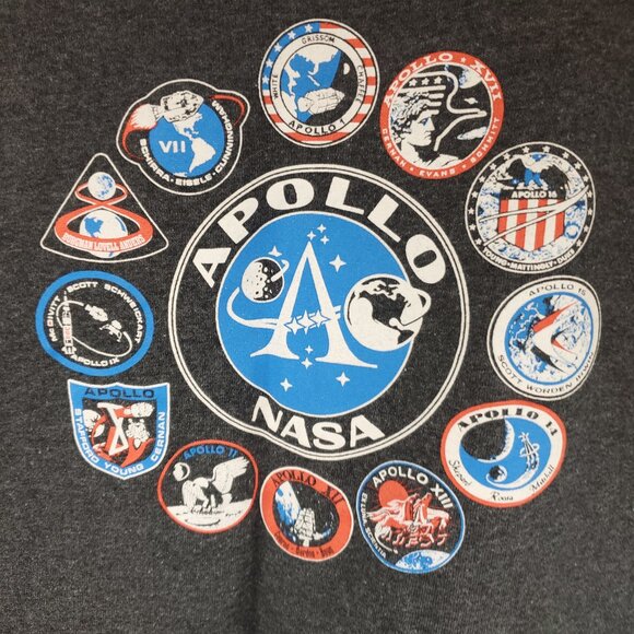 Apollo Mission Nasa Grey Shrt Slv Tee Sz Large - Picture 3 of 7